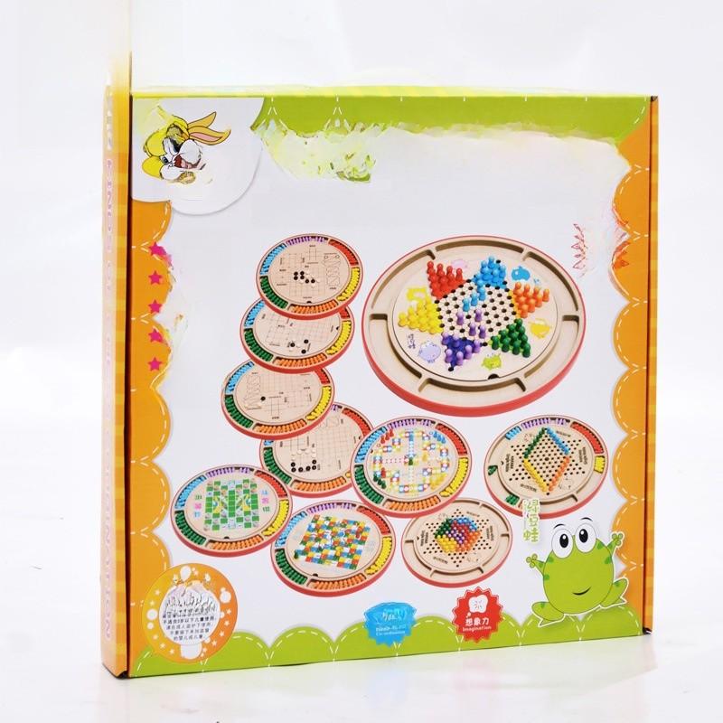 Family Board Wooden Game Puzzle Toys Multiple Chess Variations Kid Entertainment