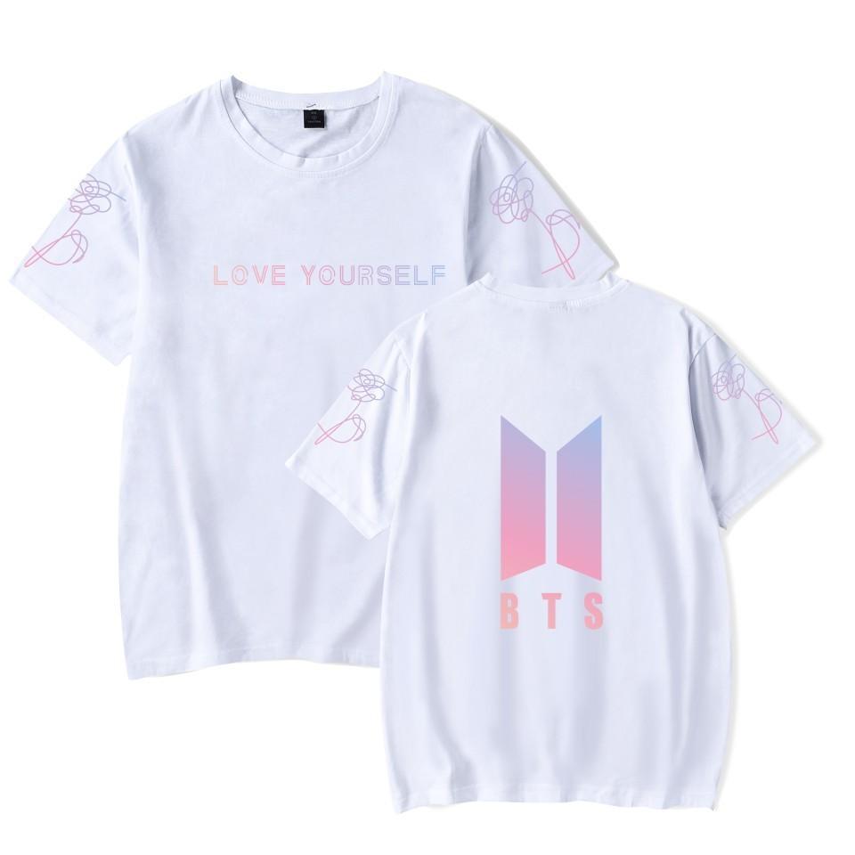 Bts Tryckt T-shirt Kortärmad Bomull Vardagskläder För Fans Mode