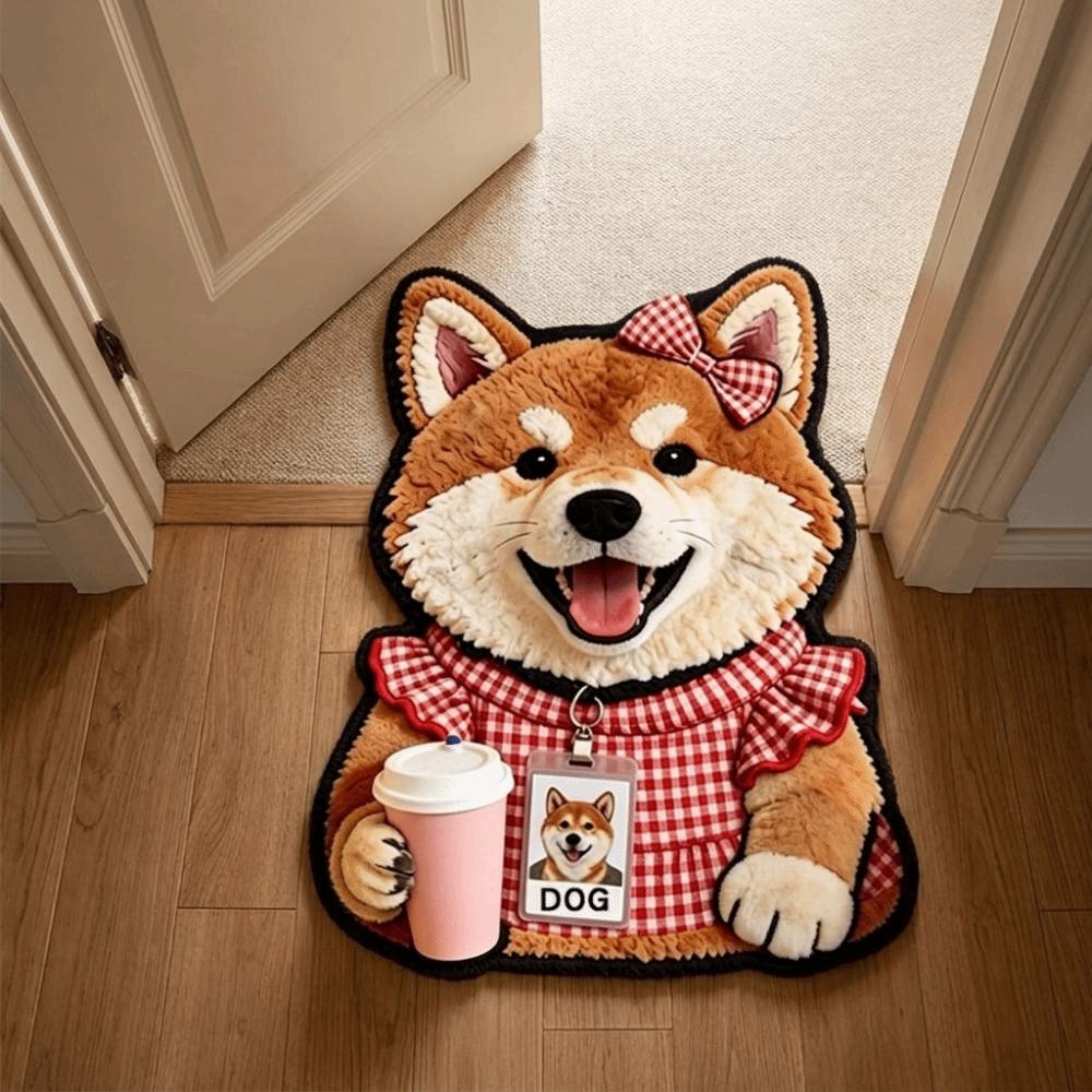 2D Home Decor Carpet Non-Slip Cartoon Carpet Soft Dog-Shaped Area Rug  Living Rooms