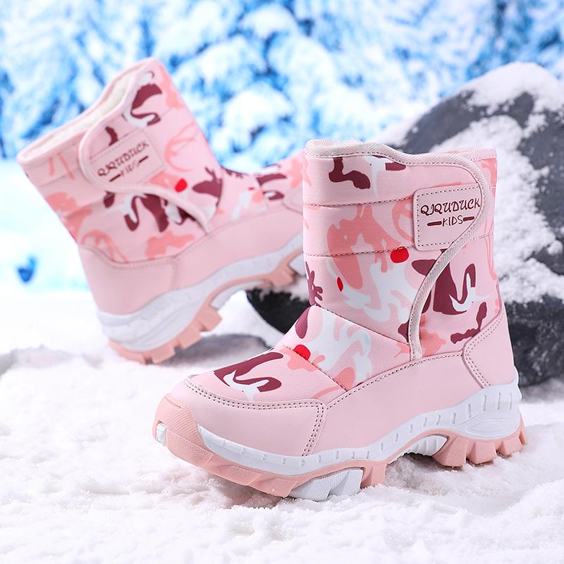 Autumn/Winter High-Top Kids Winter Snow Boots Cotton Shoes Fluffy Wolf Teeth Non-slip Warm Girls Snow High Top Sports Shoes