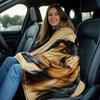 Custom 1Pc Horse Portrait On Beige Hd Printed Blanket. Soft And Warm Flannel Blanket For Travel, Camping, Sofa, Livingroom, Couc
