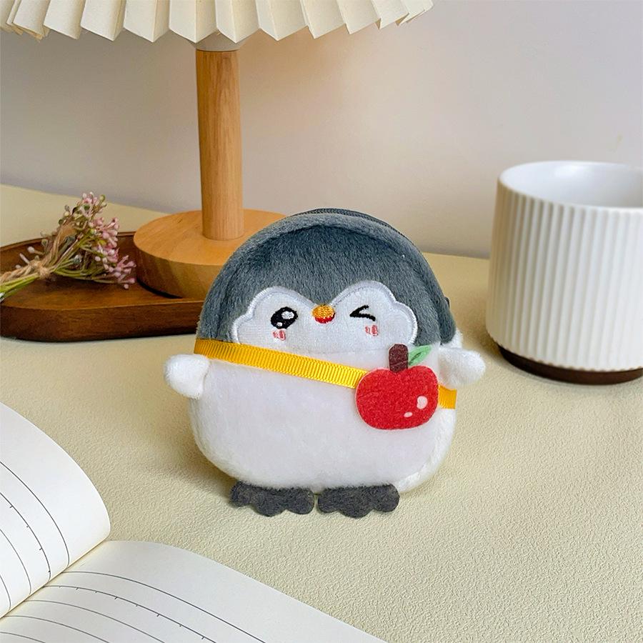 Adorable Penguin Coin Purse & Data Cable Bag – Large Pocket, Cute Red Design