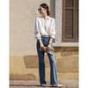 Demana Luminous Silk Floral V-Neck Puff Sleeve Blouse