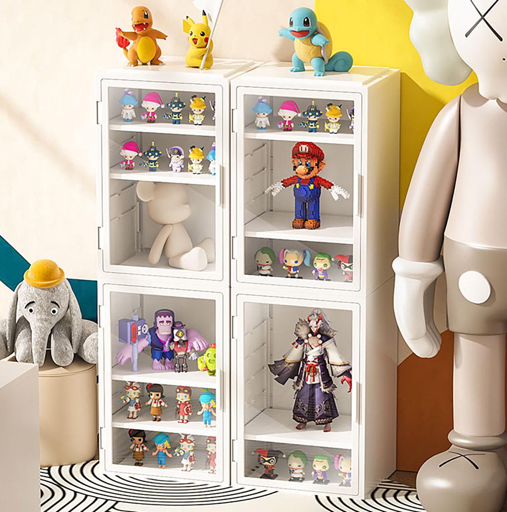 Durable Transparent Lego Figure Display Stand with Movable Layered Storage Bubble Pink