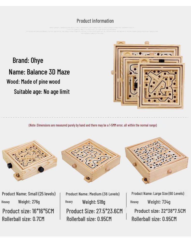 Wooden Hand-Crank Maze Game: Interactive Desktop Balance Puzzle for Kids & Adults