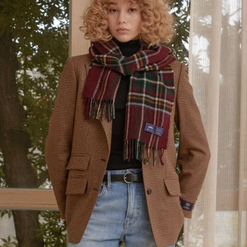 ABRAHAM MOON Merino Wool Muffler 25cm - Oatly Burgundy