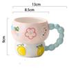 Cute and Creative Home Cup Decoration Hand-painted Relief Ceramic Breakfast Cup Large Capacity Oat Bowl Mug Cartoon Water Cup