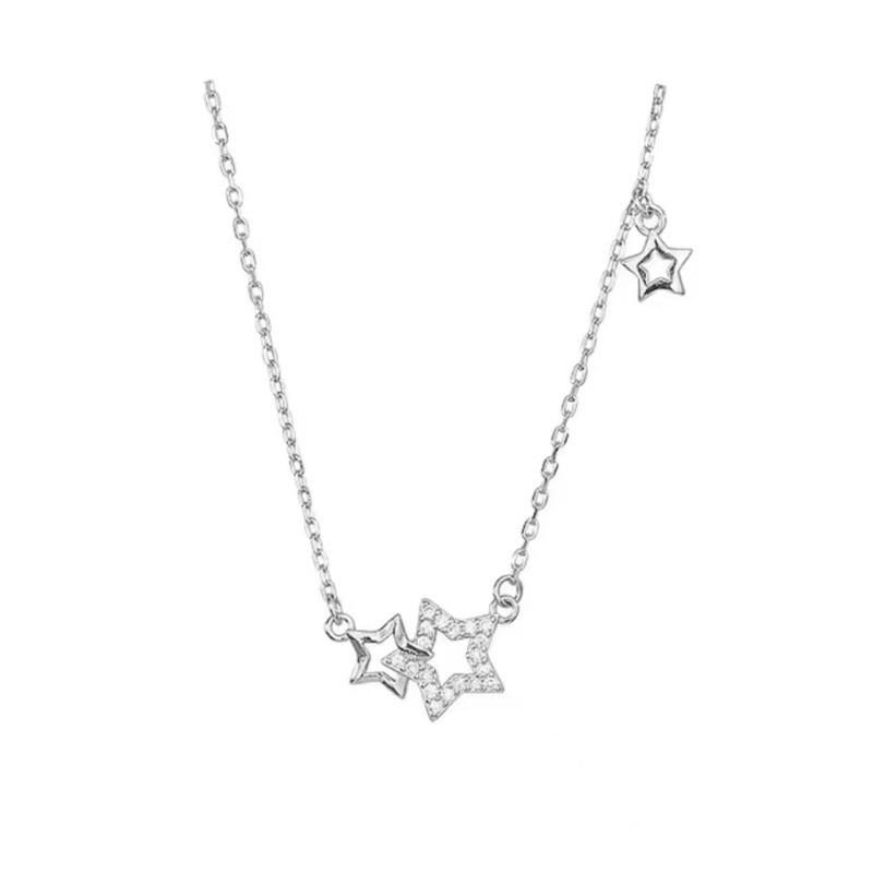 Women's Five-Pointed Star Diamond Pendant Necklace – Fashionable, Luxurious, Niche Design Clavicle Chain Gift