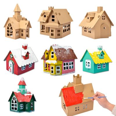 1 Set Interactive Handmade DIY Assembly Kit Paper Creative House Shape DIY Assembly Accessories for Children