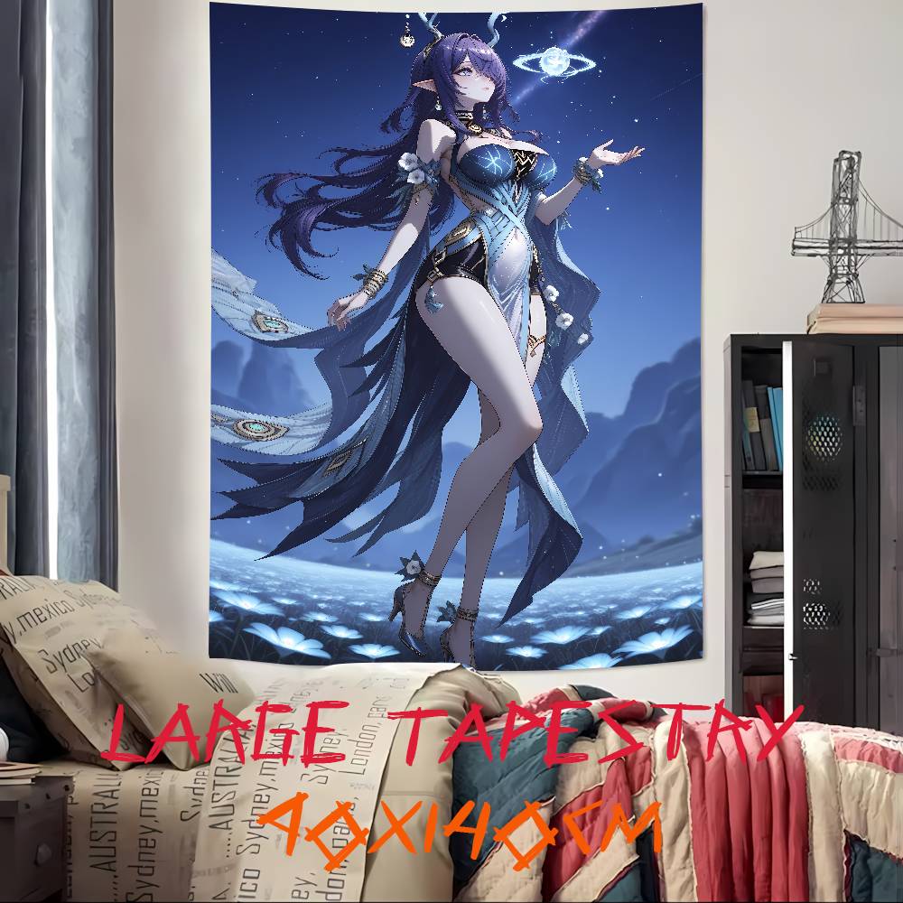 Kawaii Pretty Hot Girl Lauma Cool Video Gaming Tapestry Wall Hanging Art Decoration Aesthetic Background Cloth Birthday Gif