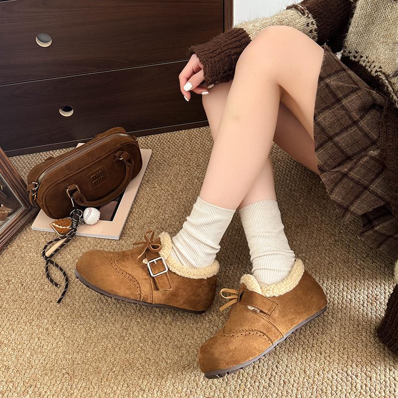 Design Sense Women's Winter New All-inclusive Plush Single Shoes Plush Warm Casual Cotton Shoes