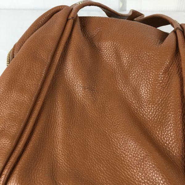 FURLA Leather Boston Handbag Brown Women’s Barrel Purse Bag(USED)