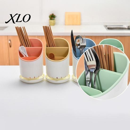 Split Cutlery Storage Box Multi-compartment Draining Chopstick Holder, Plastic Utensil Organizer with Drain Detachable Tube for Home Tray, Compact