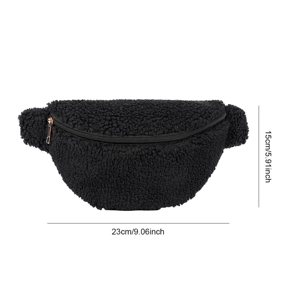 Unisex Furry Fanny Pack Zipper Closure Fuzzy Crossbody Bag Fashion Multifunctional Foldable Lightweight Autumn Winter Daily Bag