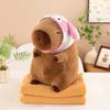 Tortoise Plush Capybara Stuffed Animal Travelfriendly With 2in1 Pillow Blanket