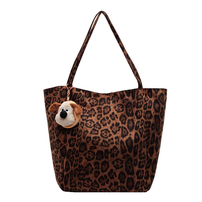 

Сумка-тоут с леопардовым принтом, женская сумка через плечо, большая вместимость, сумка подмышкой коричневый