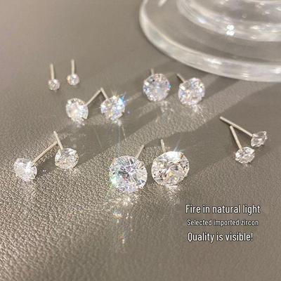 Super Sparkly Zirconia Earrings for Women - Niche Design, Easy Ear Care, No Need To Remove, Small Cochlea Bone Studs.