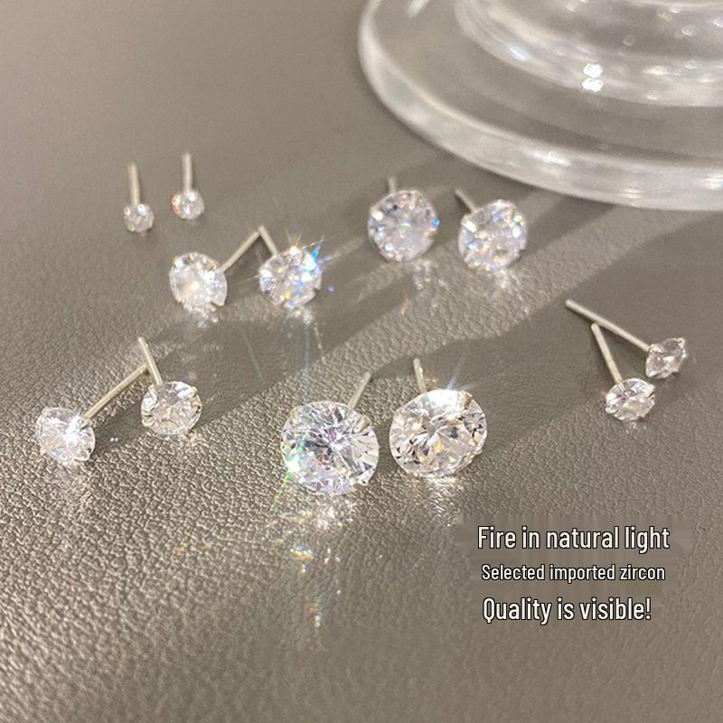 Super Sparkly Zirconia Earrings for Women - Niche Design, Easy Ear Care, No Need to Remove, Small Cochlea Bone Studs.