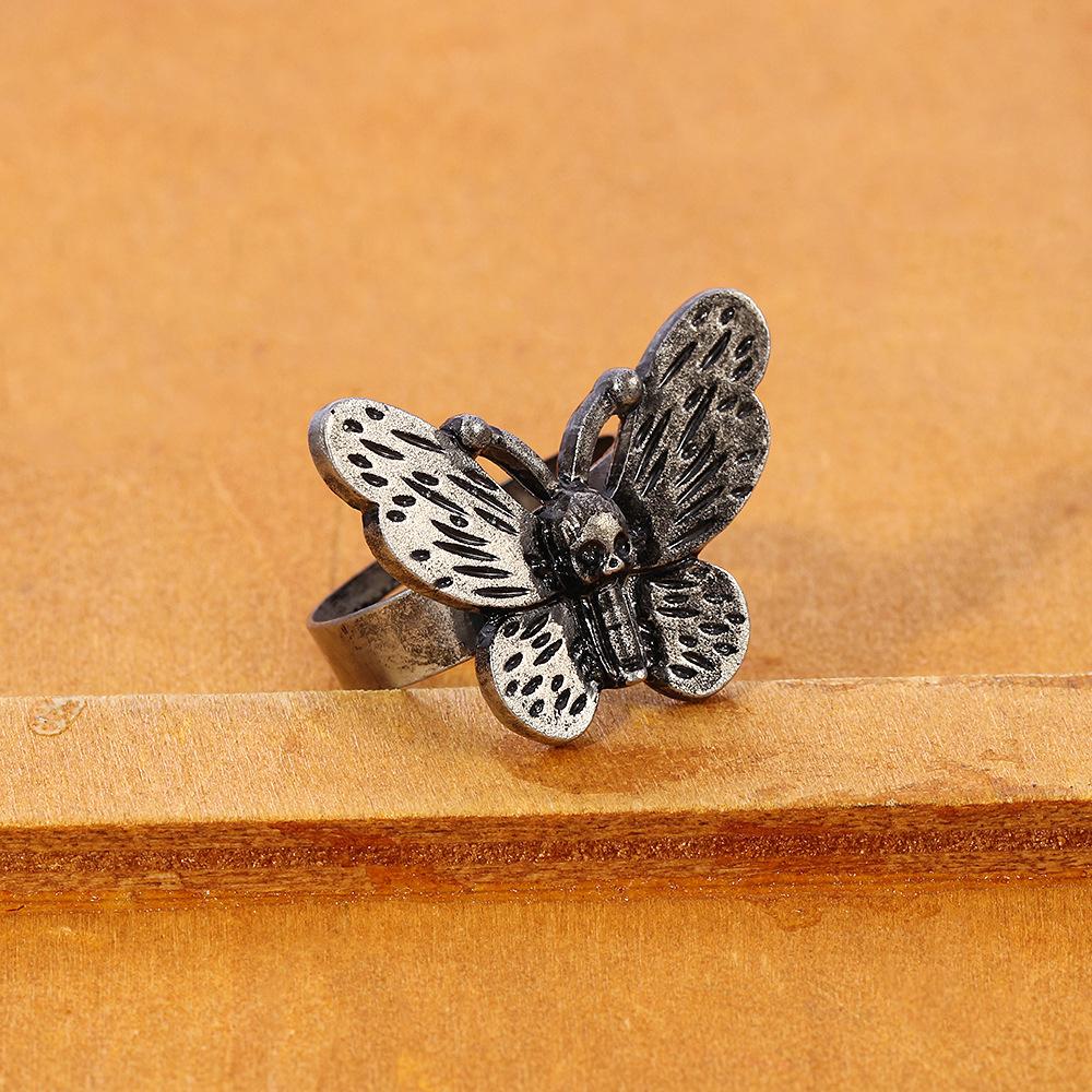 Moth Butterfly Open Ring Adjustable Size Finger Ring Jewelry