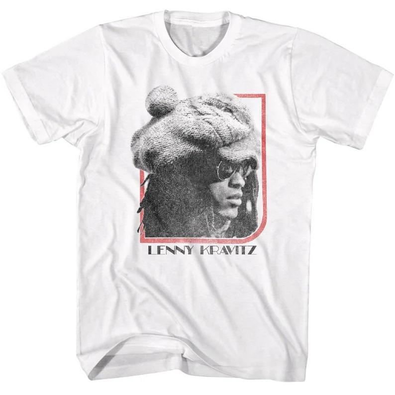 Lenny Kravitz Framed Head White Adult TShirt Unisex T-Shirt S