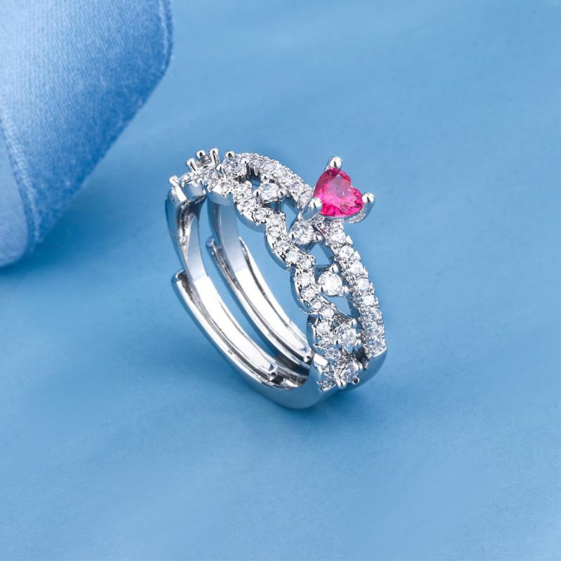 

Французское романтическое кружево, одинарный ряд красного корунда, кольцо любви, высококлассное комбинированное кольцо для ношения в несколько рядов, кольцо-дорожка с бриллиантами, кольцо на фалангу