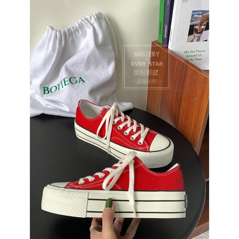 Thick-soled heightening canvas shoes female student muffin shoes 609
