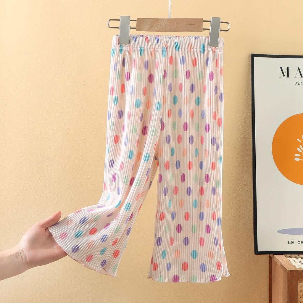 Girls Pants Summer New Style Children's Polka Dot Pants Long Pants Wide Leg Pants Loose Casual Pants Straight Leg Pants