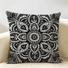 Black And White Mandala Cushion Cover Durable Hypoallergenic Organic Linen Pillow Cover Short Size Washable Skin-Friendly