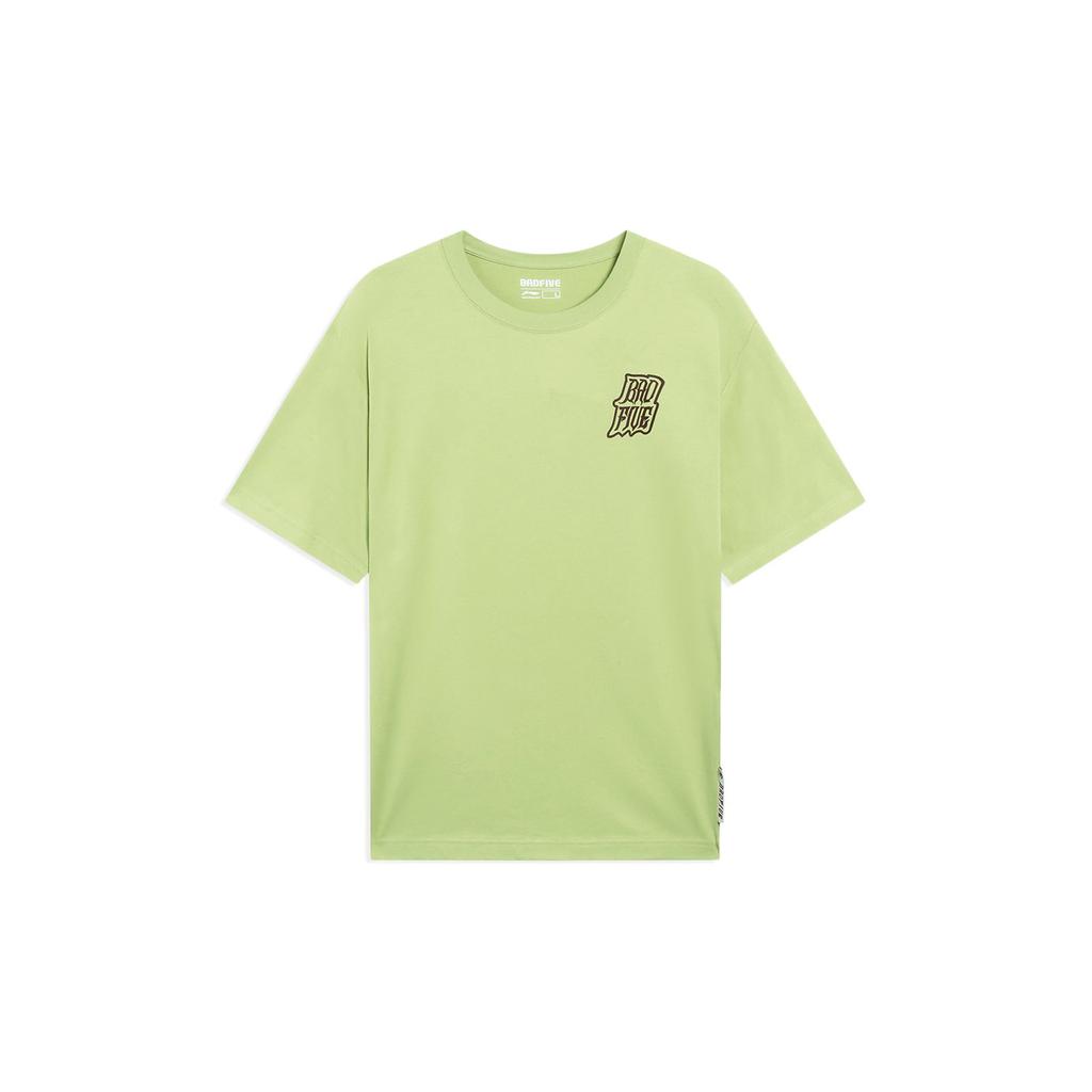 Li-Ning Anti-Wu Series Letter Print Round Neck Pullover Short Sleeve T-Shirt Unisex Tops Moss-Green AHST009-6