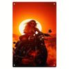 Vintage Motorcycle Metal Wall Art  x Inch D Flat Retro Iron Decor with Sunset Design Motorcycle Room Decor