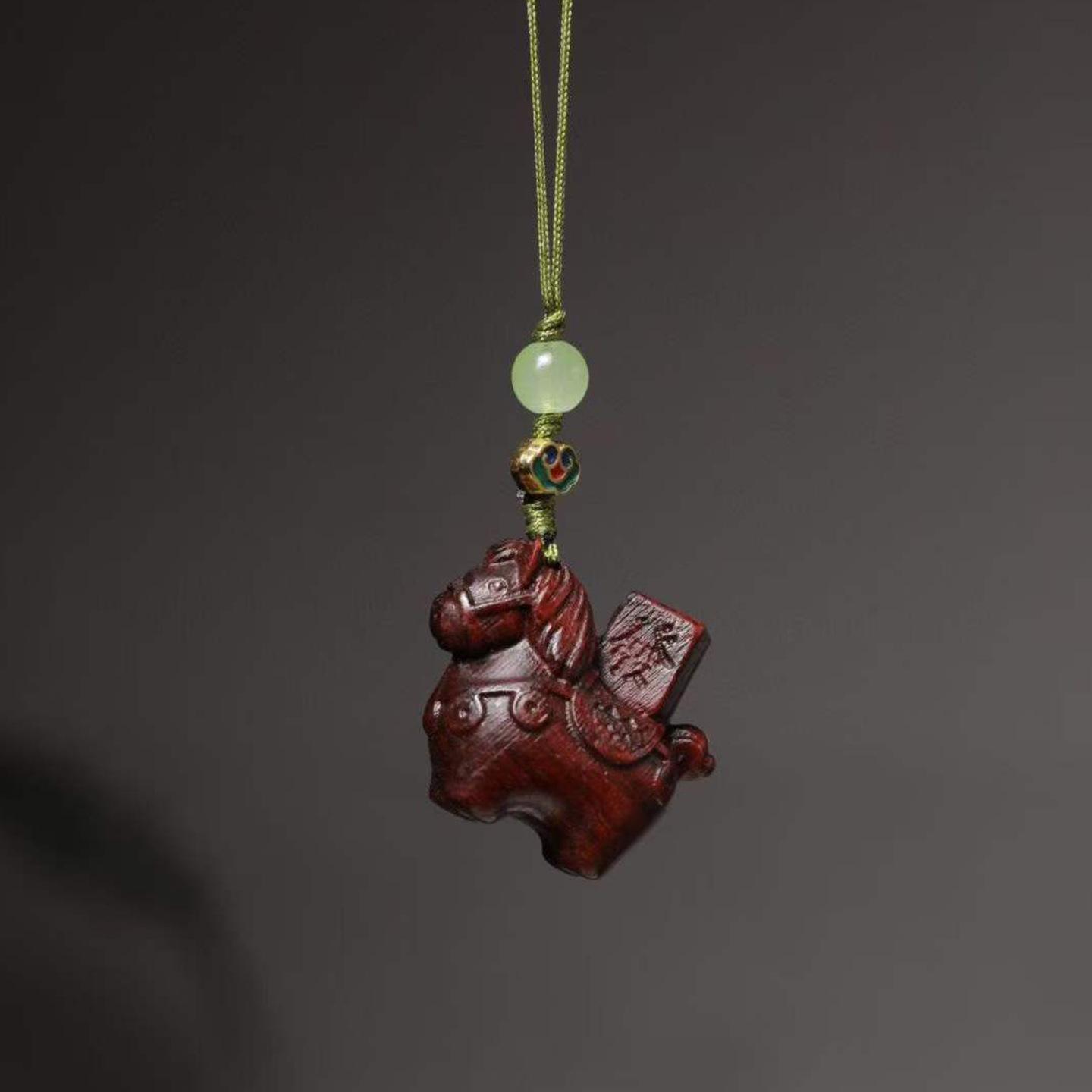 Sandalwood Zodiac Horse Year Lucky Guardian Charm Keychain - Popular Souvenir