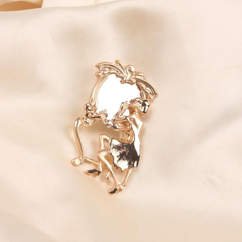 

Креативная и простая женская брошь, которая смотрится в зеркало, нишевый дизайн, антибликовая пряжка, аксессуары для корсажа