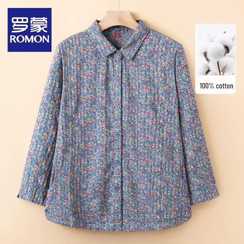ROMON Women s Loose Floral Short Sleeve Cotton Cardigan XL