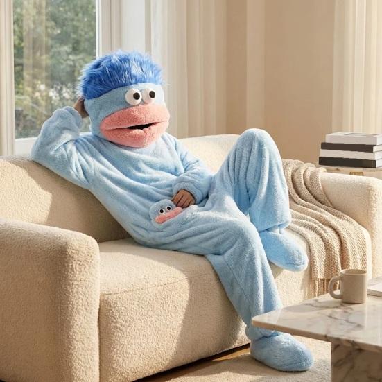 Jednodílný pyžamový overal Big Mouth Vtipné Unisex Pyžamo Zimní Útulné S Kapucí Fleece Ultra-Měkký Plyšový Jednodílný Oblečení Na Volný Čas