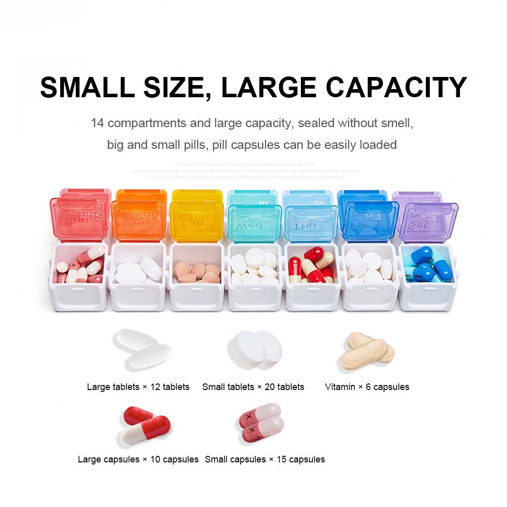 Travel Pill Organizer 2 Times A Day Electronic Pill Dispenser with Timer Reminder Alarm for Pills/Vitamin/Fish Oil/Supplements