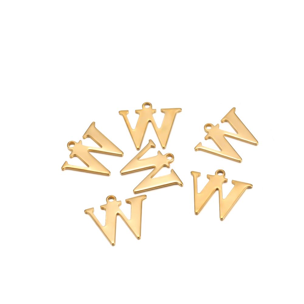 30pcs Stainless Steel Gold Color 26 Letter Pendant Alphabet Charms Necklace Pendant Bracelet Making Earring Findings DIY Jewelry
