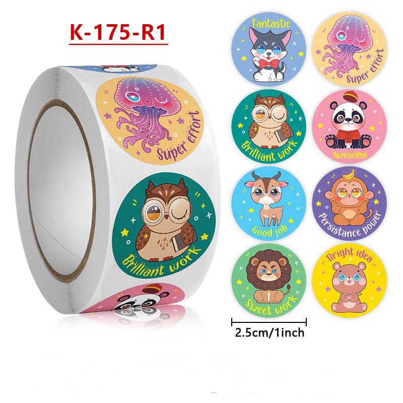 Stickers Cat 500 Pcs/roll Teacher Reward Sticker Fun Motivation Animal Sticker For School Teacher Student Stationery Stickers