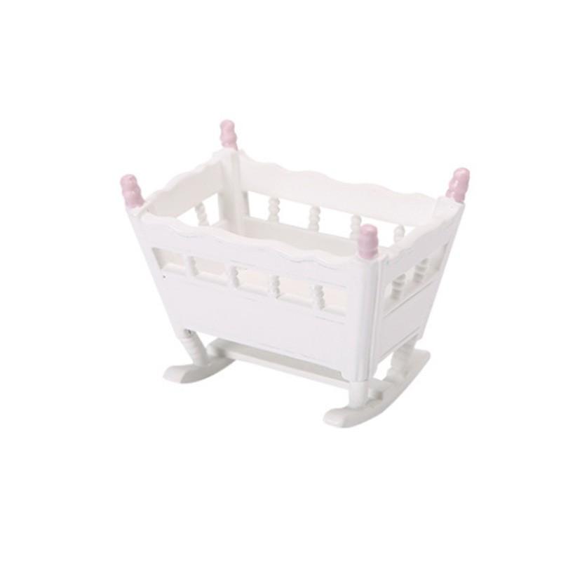 1:12 Scale Dollhouse Miniature Wooden Furniture Set Kids Room Scene Cradle Rocking Horse Walker In Pink Or Blue