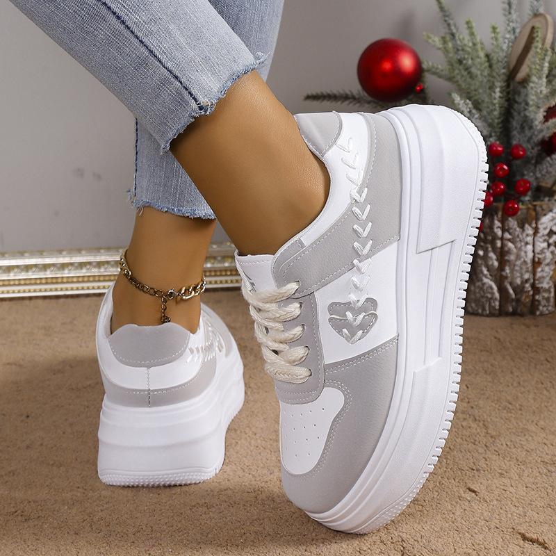 INS Korean Style White Shoes for Women  Spring New Student Easy to Match Sports Board Shoes for Women Street Shooting Internet-Famous Casual Shoes