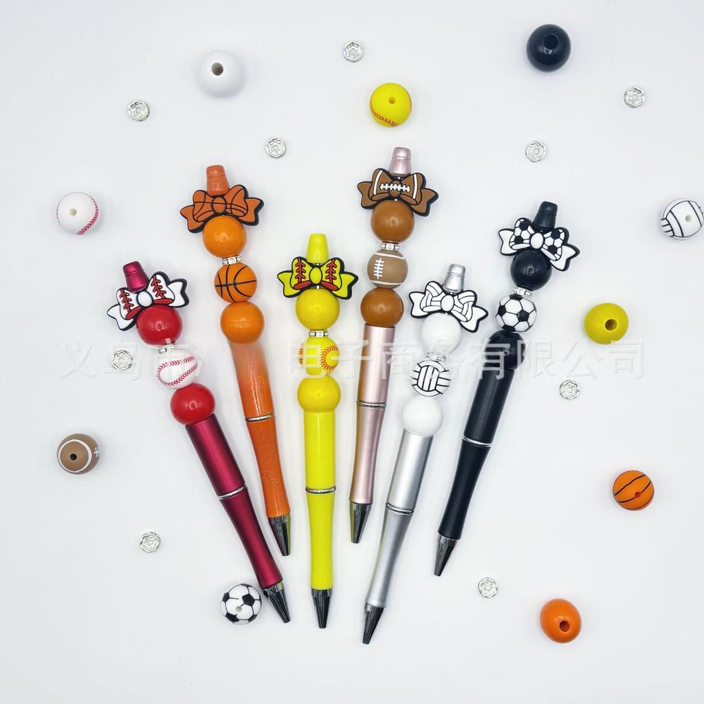 Office DIY Beaded Pen Set Creative Office Stationery Pen Best-Selling Cartoon Ballpoint Pen with Bow