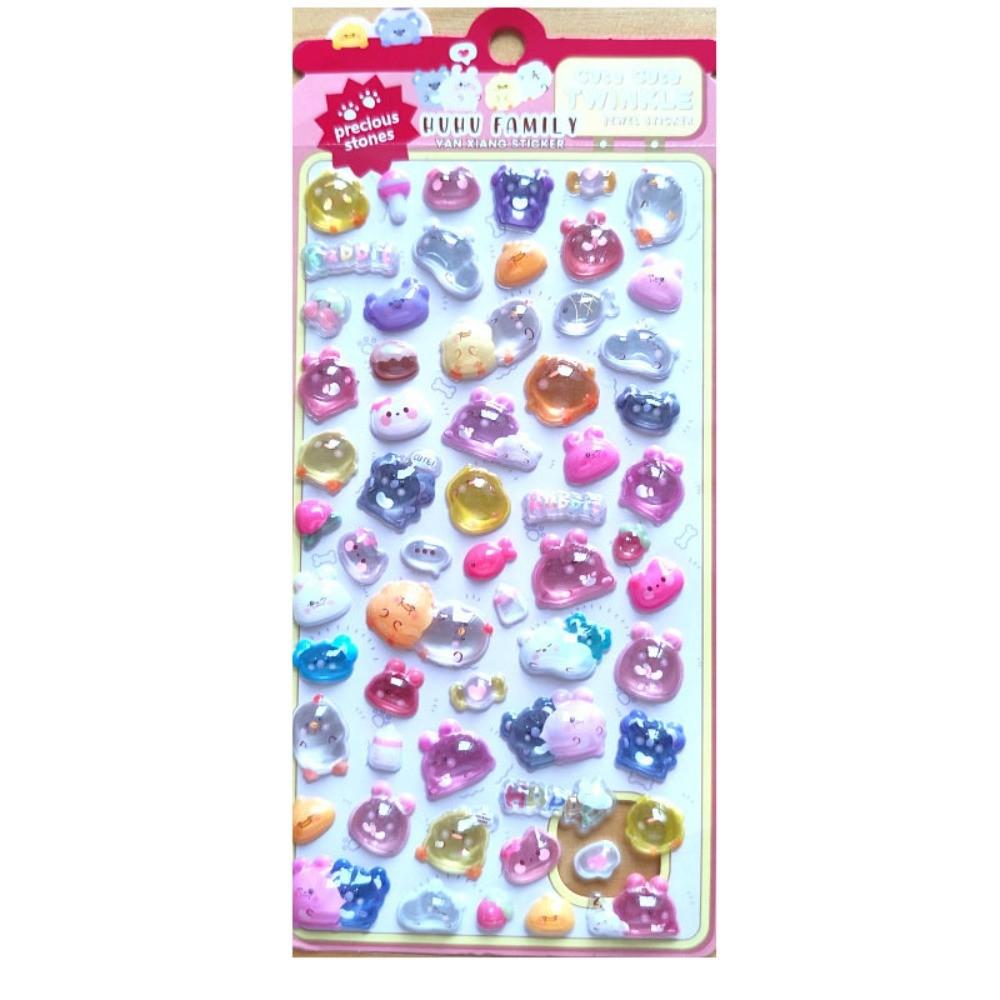 4-Piece 3D Embossed Kawaii Animal Stickers - Kids' Cartoon DIY Decor for Phones Notebooks & Backpacks BulingBulingStickers Store