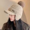 Hat Women's Autumn and Winter Wool Hat Fleece Thickened Ear Protection Cold Protection Fashion Knitted Warm Korean Version Versatile Tide Cap