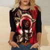 Women's Fashion Casual Print Round Neck Long Sleeve Loose Sweater Top