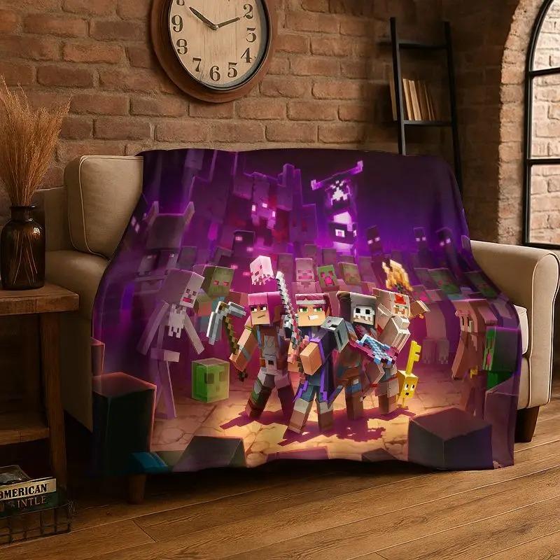Cartoon Flannel Blanket Game S-Sandbox Pixel Bulding Super Soft Comfortable Bedding Sofa Cover Home Decor Gift Teen Boys Girls