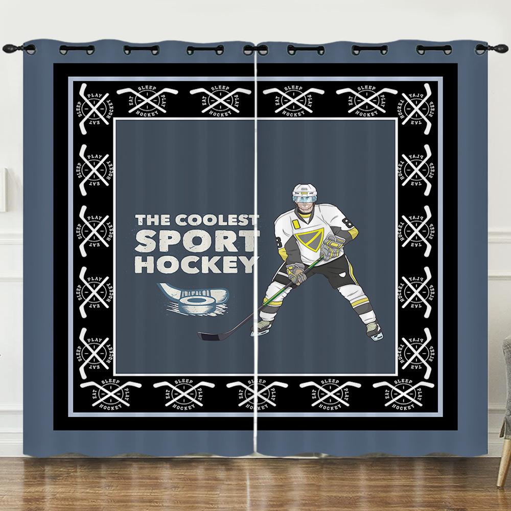Curtains Sports Football Baseball Dark Wind Curtains Bedroom Non-Perforated Blackout Curtains