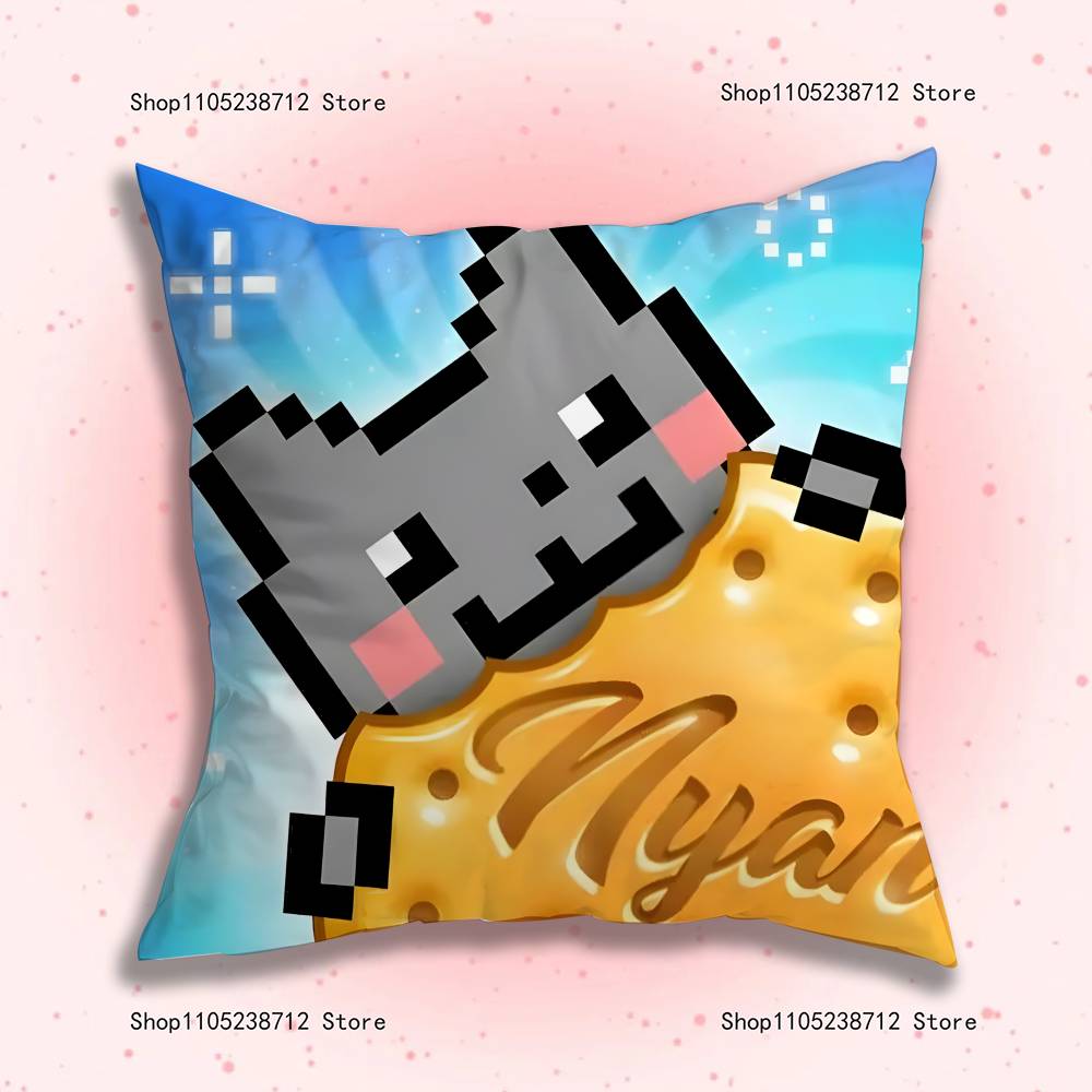 N-Nyan Cat Pillowcase Pillowslip Cushion Plush Boys Girls Cartoon Anime Kawaii Decoration Kids Birthday Cute Gifts