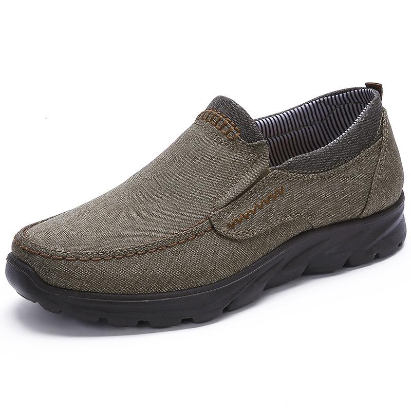 Men's Casual Slip On Loafers Plus Size Breathable Boat Shoes Leather Male Patchwork Non Woven Trainers