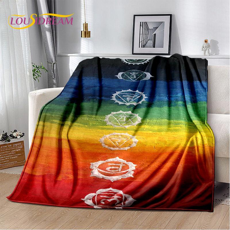 Rainbow 7 Chakra Mandala Bohemia Soft Plush Blanket,Flannel Blanket Throw Blanket for Living Room Bedroom Bed Sofa Picnic Cover
