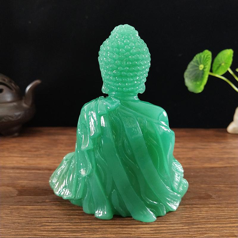 Buddha Statue With Necklace Ornament Lucky Feng Shui Meditation Buddha Sculpture Man-made Jade Stone Home Office Decoration Gift