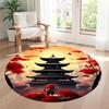 Chinese-style Architecture Round Carpet Perfect for Dormitory Foyer Balcony Living Rooms Anti-slip Round Rug Decorate Offices Best for Christmas